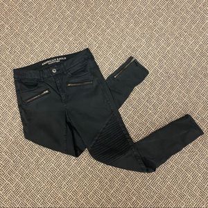 American Eagle Black High Rise Jegging Moto Jean Size 6 Long